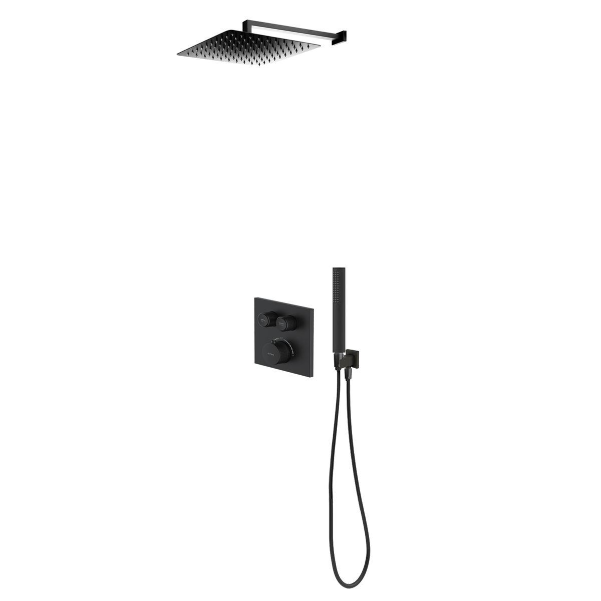 Darmowa Dostawa - Zestaw prysznicowy podtynkowy termostatyczny z deszczownicą czarny mat Oltens Onega 36621300
