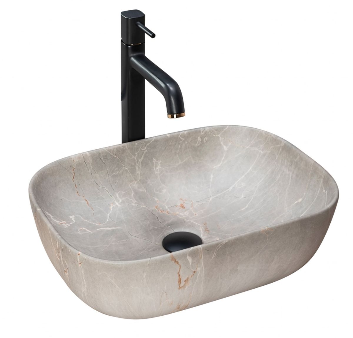 Darmowa Dostawa - Umywalka 46.5x33.5 cm prostokątna szary/kamień Rea Livia REAU3802