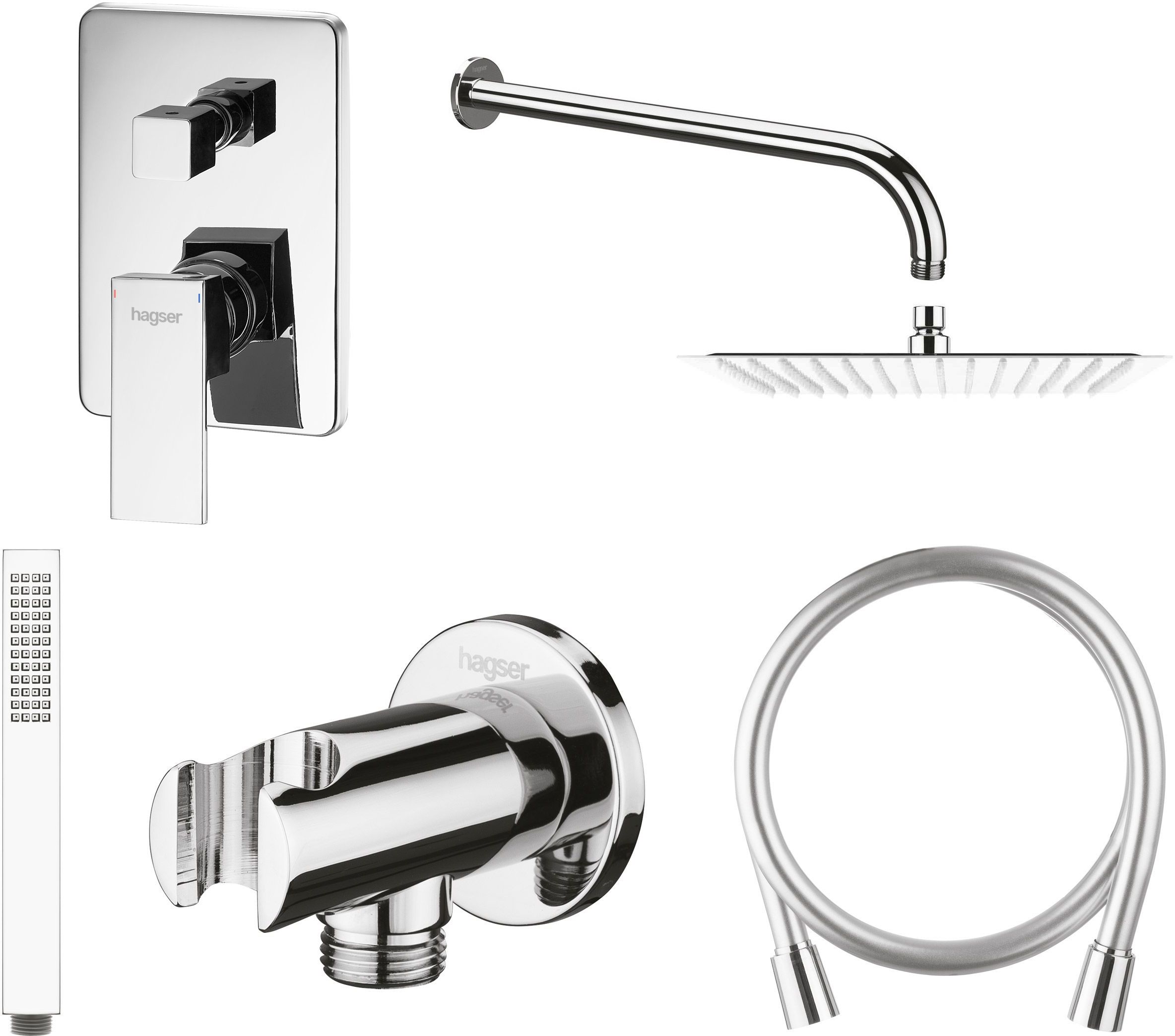 Darmowa Dostawa - Zestaw prysznicowy podtynkowy z deszczownicą chrom Hagser Ulva HGR24000036