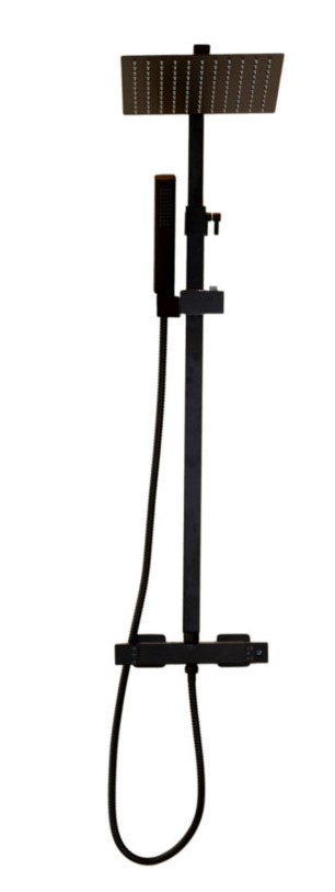Darmowa Dostawa - Zestaw prysznicowy ścienny termostatyczny z deszczownicą czarny Sea-Horse Finn NDTL720B