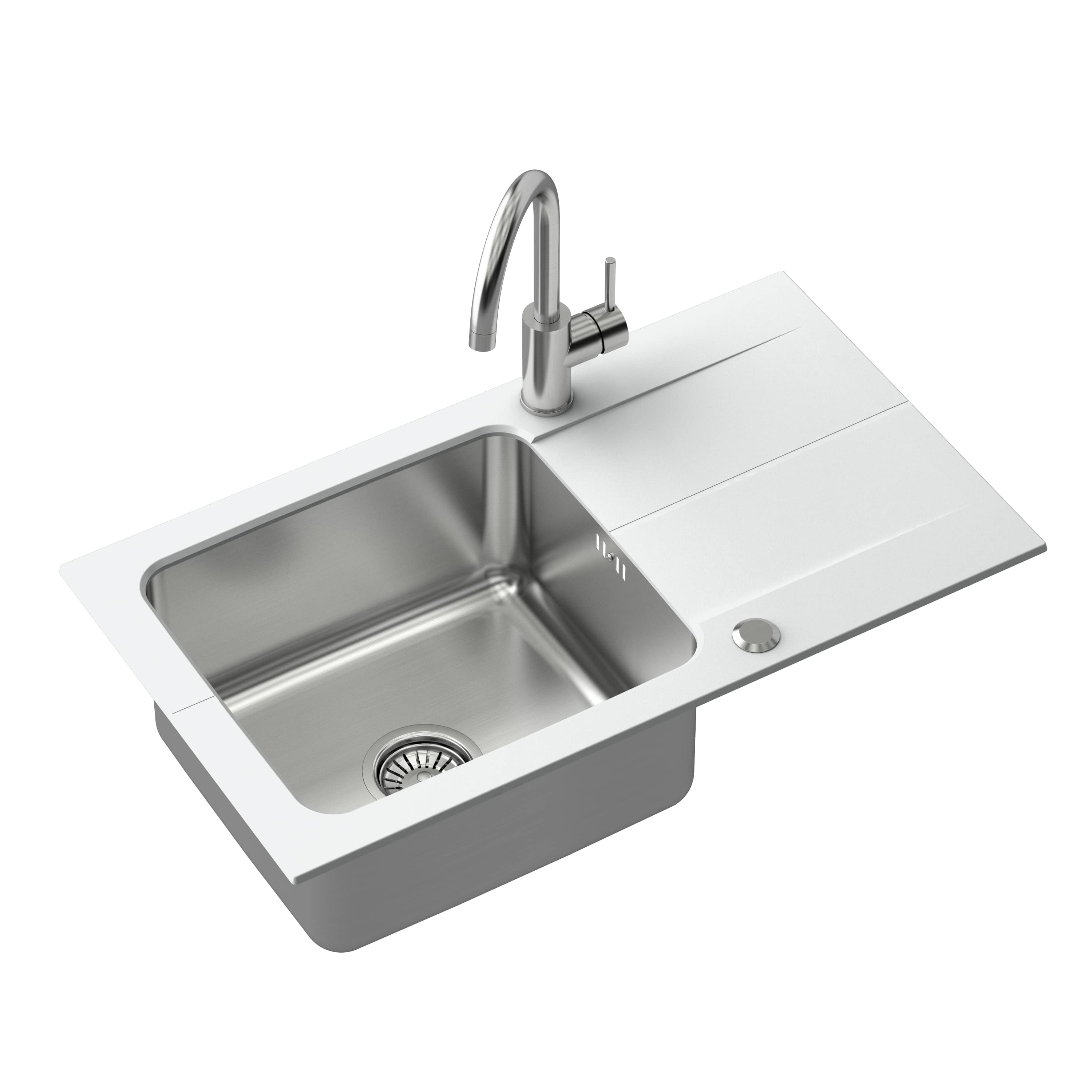 Darmowa Dostawa - Zlewozmywak granitowo-stalowy 78x44 cm biały Quadron Edward FUSE7844BI3623500BS