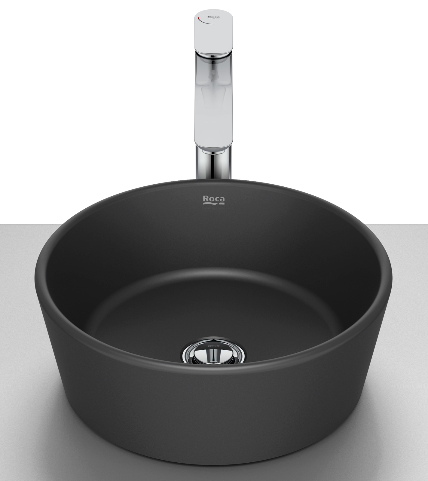 Darmowa Dostawa - Umywalka 35x35 cm okrągła nablatowa czarna Roca Optica A327B15080