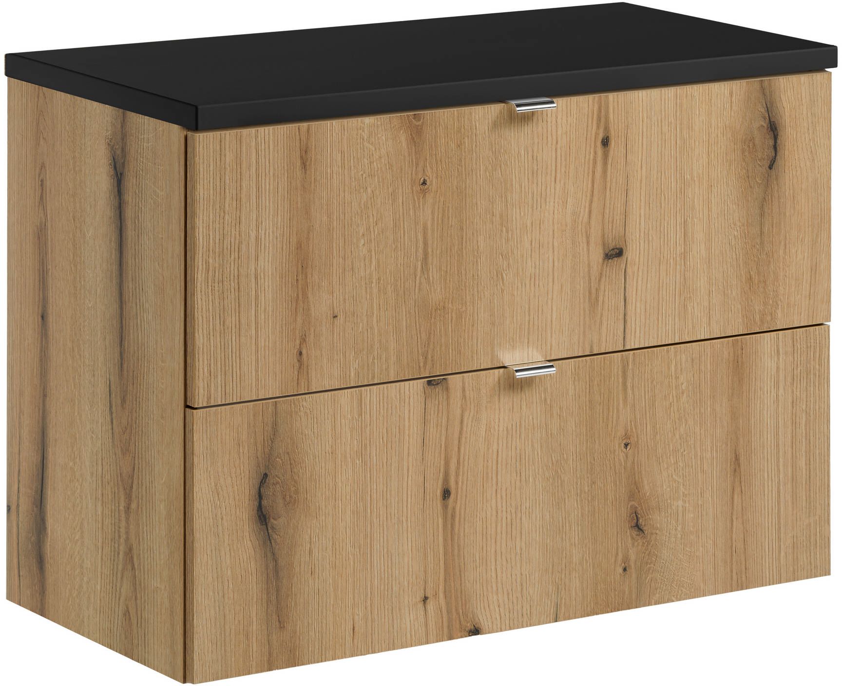 Darmowa Dostawa - Szafka z blatem 80x40x57 cm podumywalkowa wisząca czarna-dąb Comad Nova Oak SETNOABBLACK80CMS