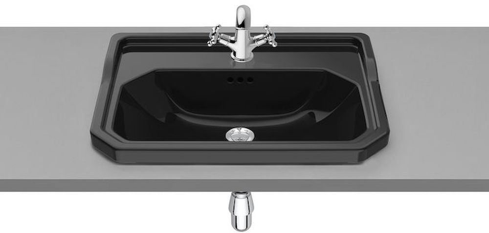 Darmowa Dostawa - Umywalka 60x45 cm prostokątna wpuszczana czarna Roca Carmen A3270A5560