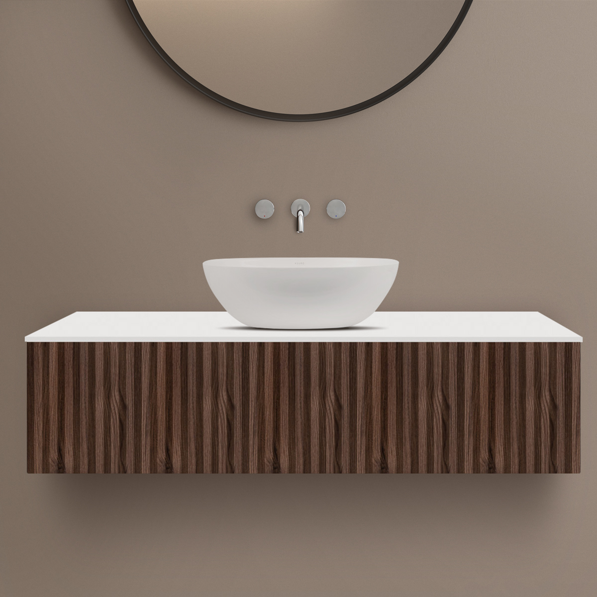 Darmowa Dostawa - Szafka z blatem 120.3x46.9x31.2 cm podumywalkowa wisząca biała-orzech Ksuro 02 58004600