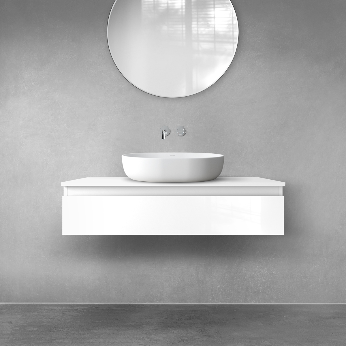 Darmowa Dostawa - Zestaw mebli łazienkowych 100x46.4x25.2 cm podumywalkowa wisząca biała Oltens Vernal 68102000