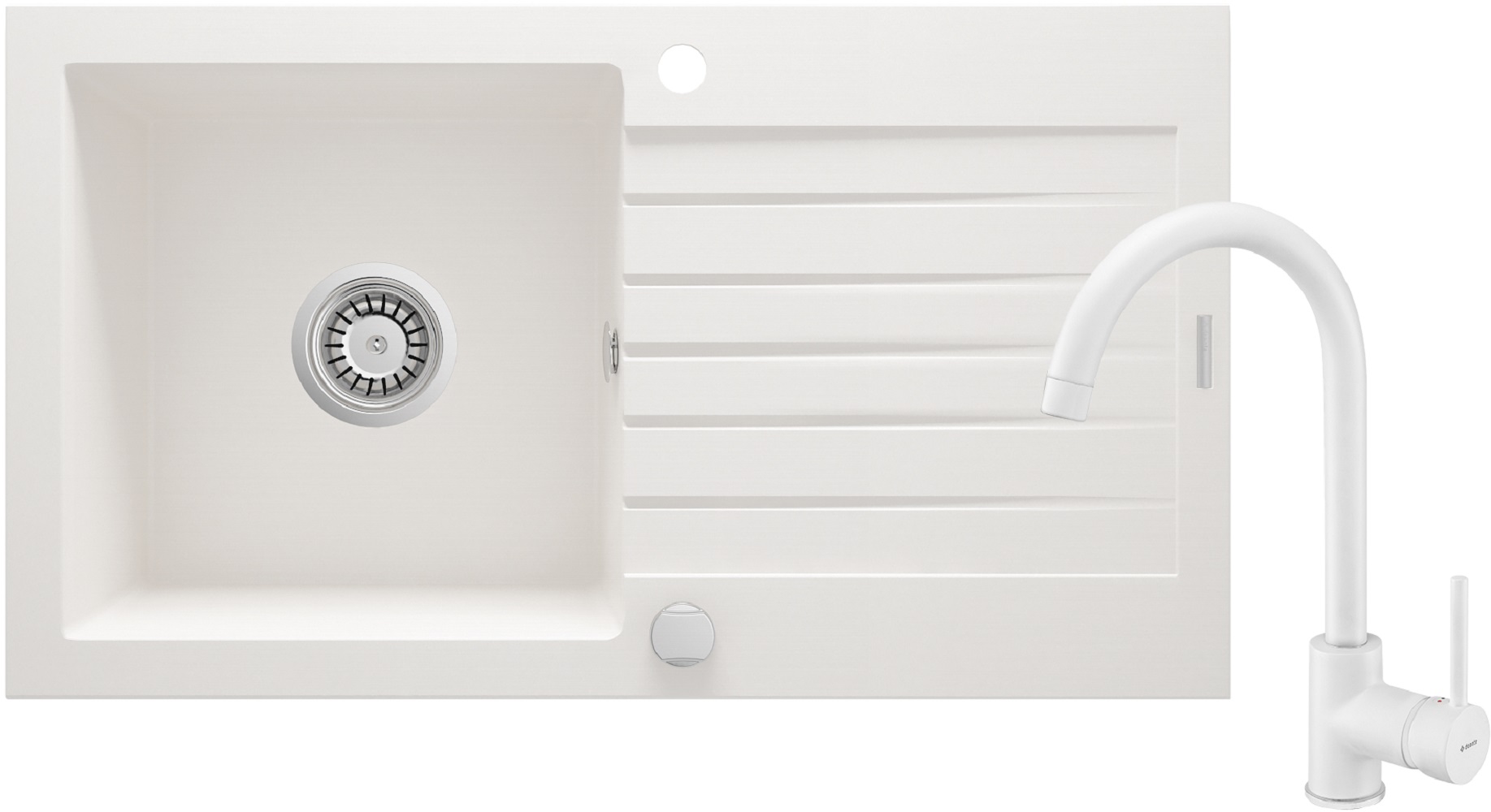 Darmowa Dostawa - Zlewozmywak z baterią biały/biały Deante Zorba ZQZVA113