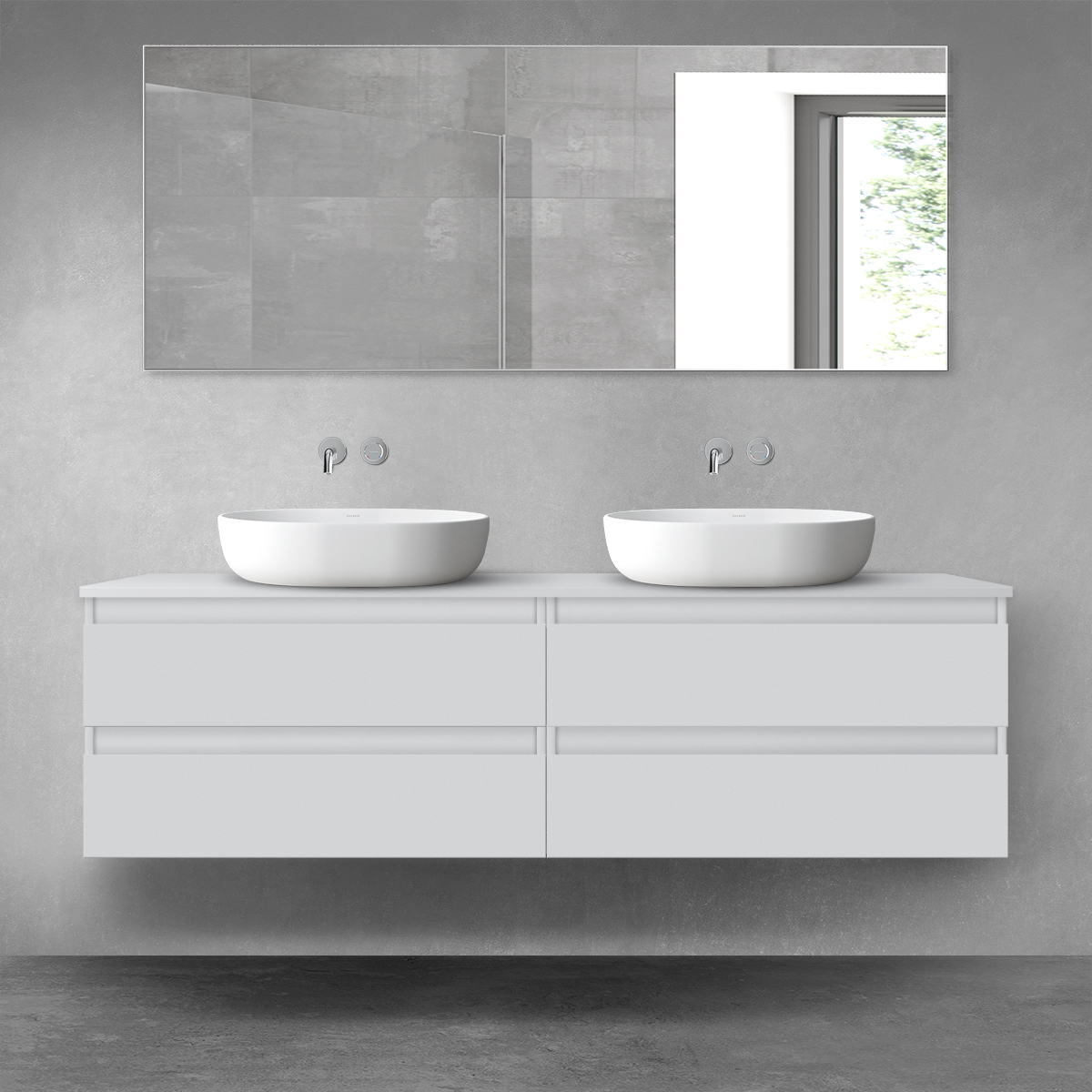 Darmowa Dostawa - Zestaw mebli łazienkowych 160x45.6x47 cm podumywalkowa wisząca szara Oltens Vernal 68359700