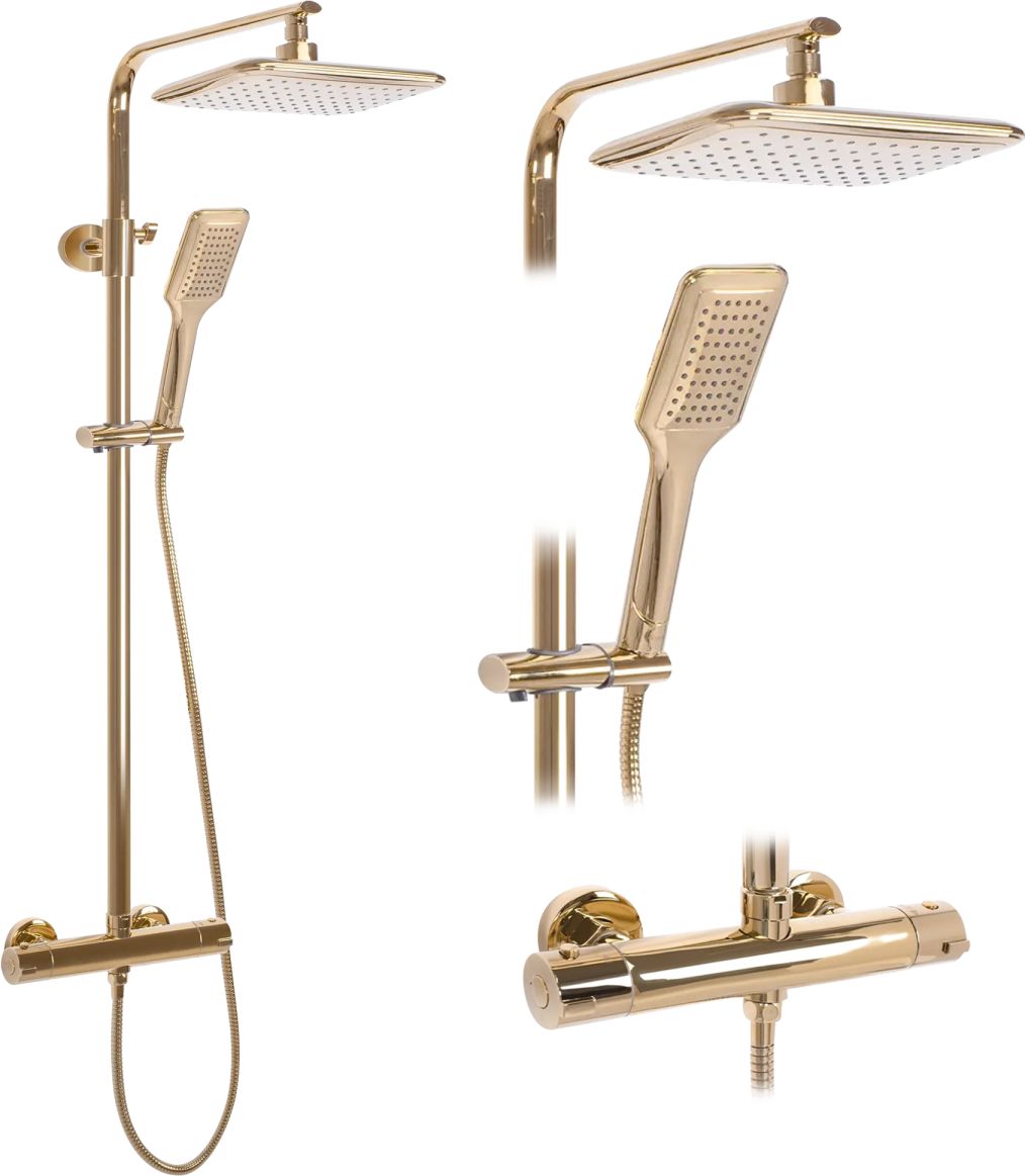 Darmowa Dostawa - Zestaw prysznicowy ścienny złoty Rea Tom REAP7102
