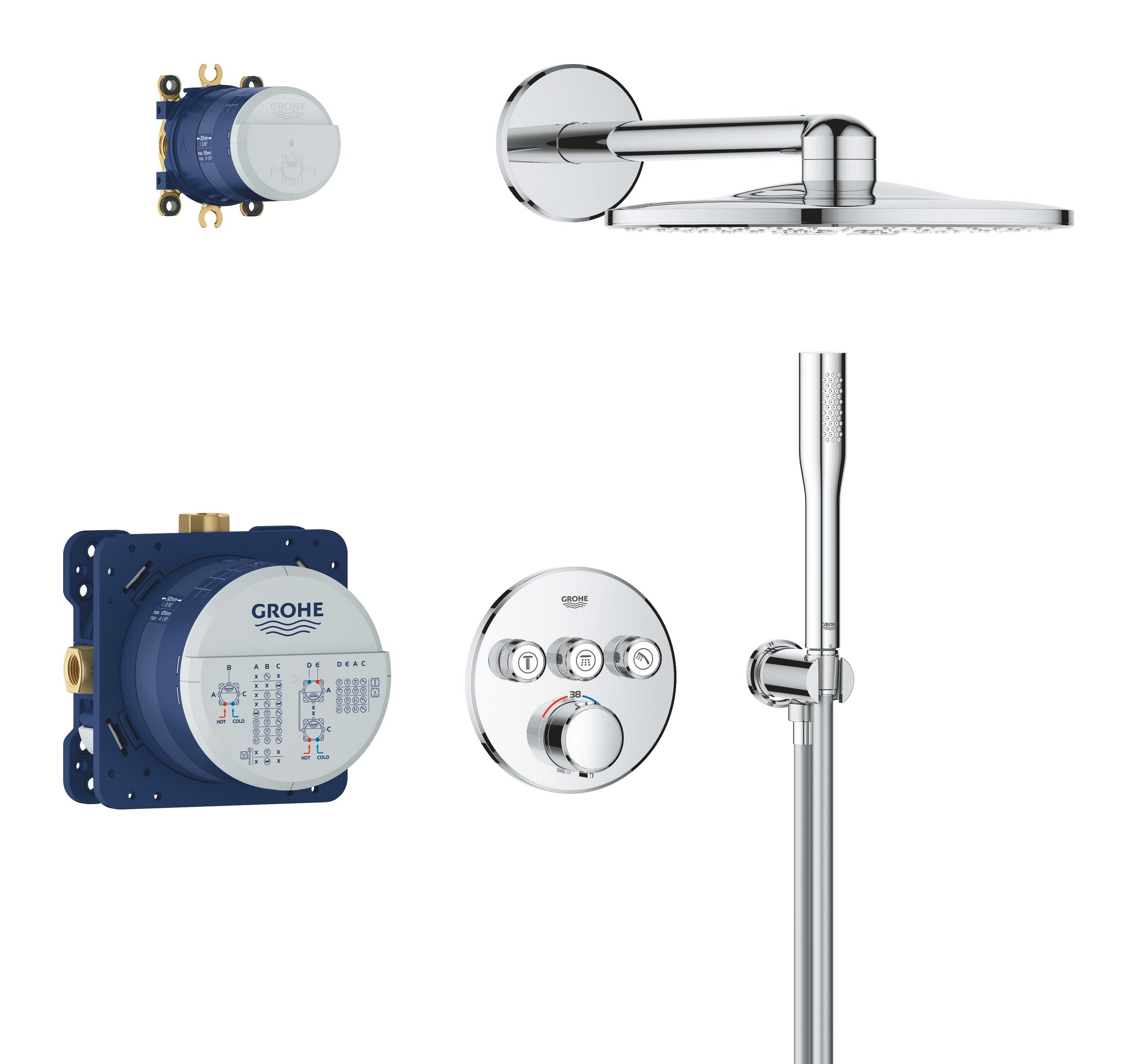 Darmowa Dostawa - Zestaw prysznicowy podtynkowy termostatyczny z deszczownicą chrom Grohe Precision Smartcontrol 34874000