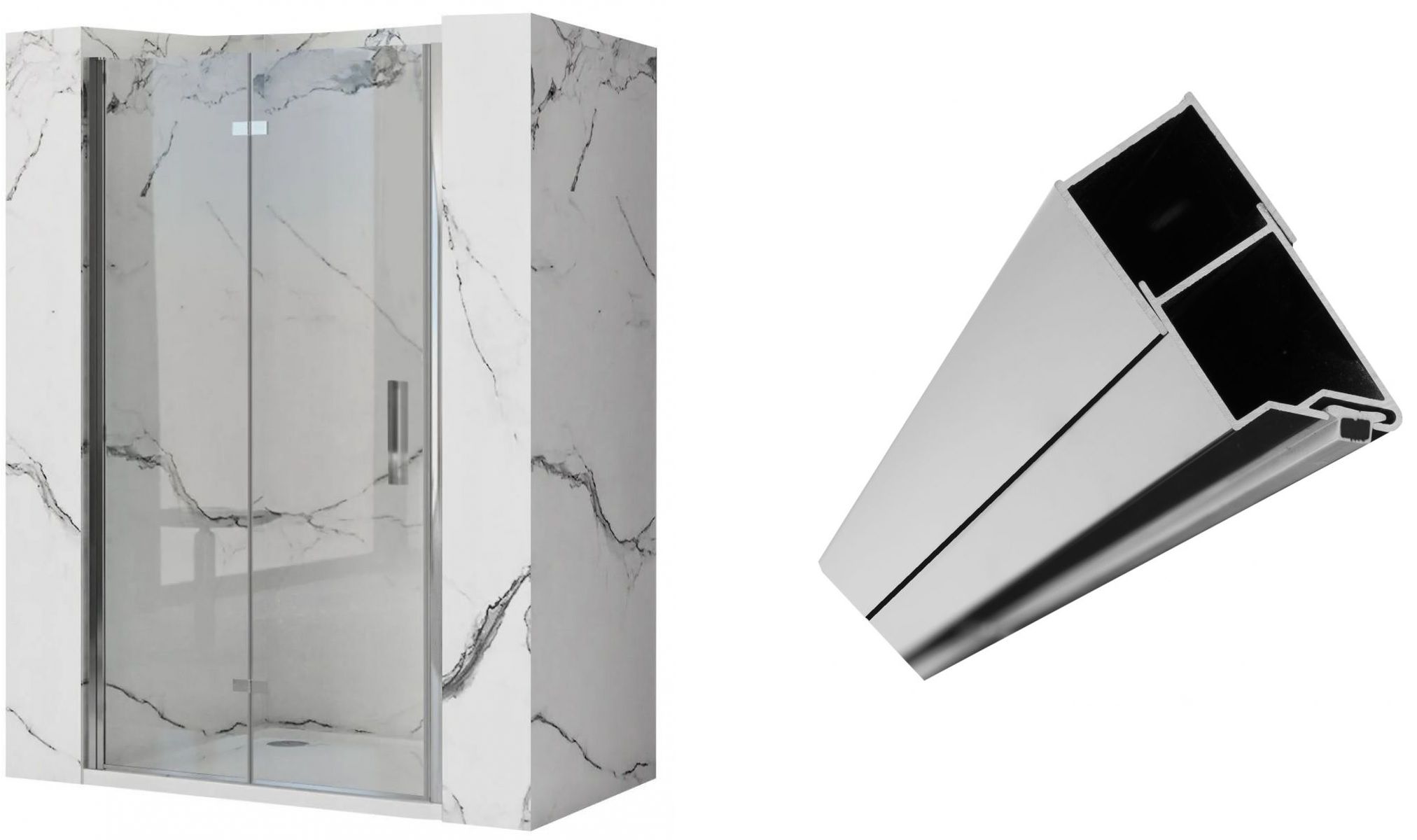 Darmowa Dostawa - Drzwi prysznicowe z profilem 90 cm składane Rea Molier REAK8539/REAK3261