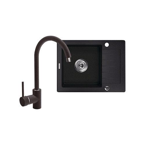 Darmowa Dostawa - Zlewozmywak z baterią grafitowy/grafitowy Deante Zorba abset0240