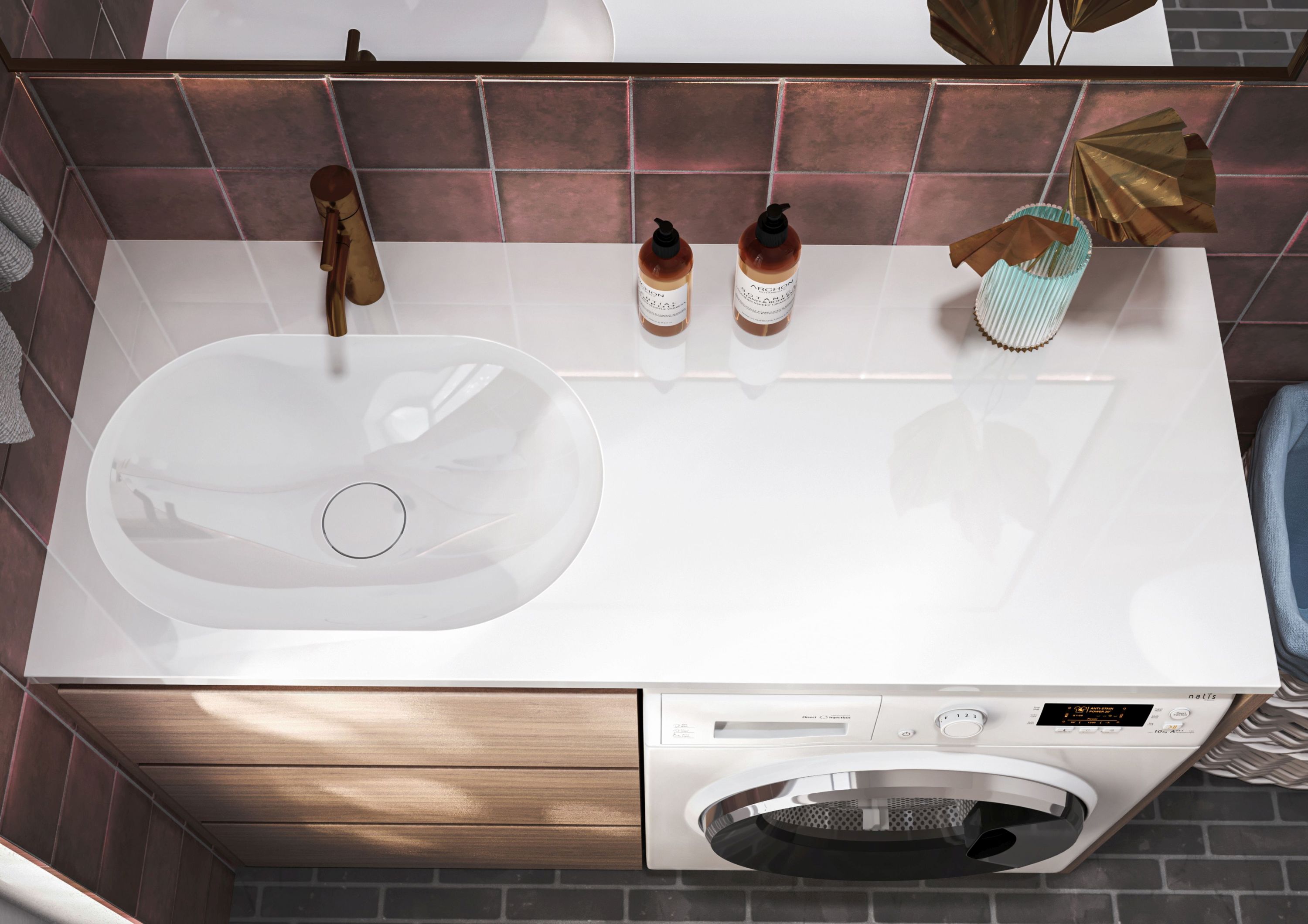 Darmowa Dostawa - Umywalka 120x50 cm prostokątna wpuszczana-nablatowa-z blatem biała Miraggio New York 0000220