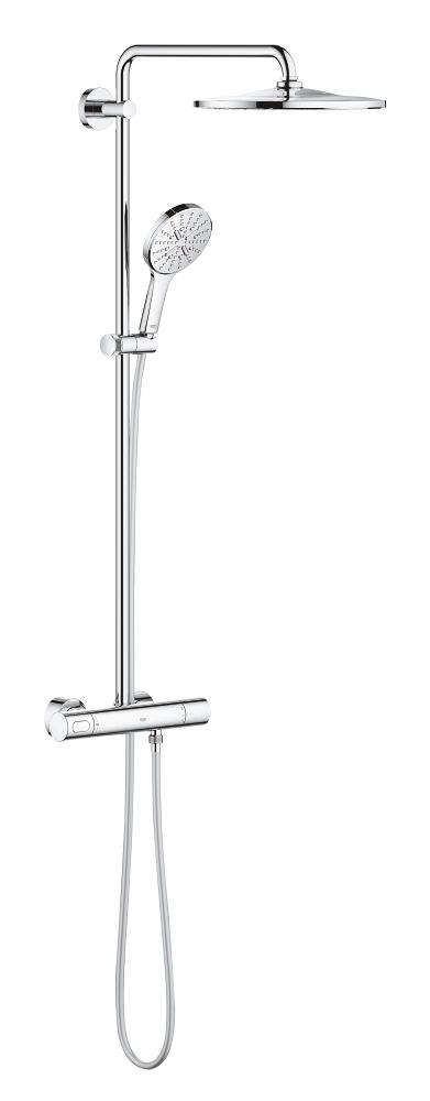 Darmowa Dostawa - Zestaw prysznicowy ścienny termostatyczny z deszczownicą starlight chrome Grohe Rainshower 26647000