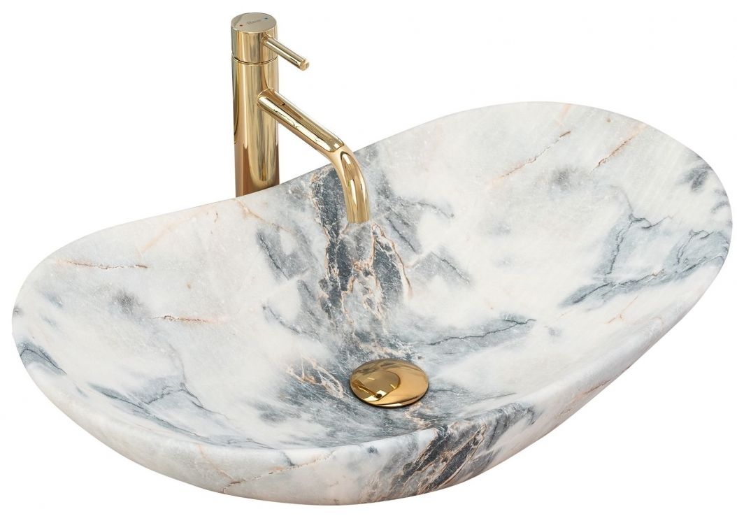 Darmowa Dostawa - Umywalka 62x36 cm owalna szary/kamień Rea Royal REAU8742