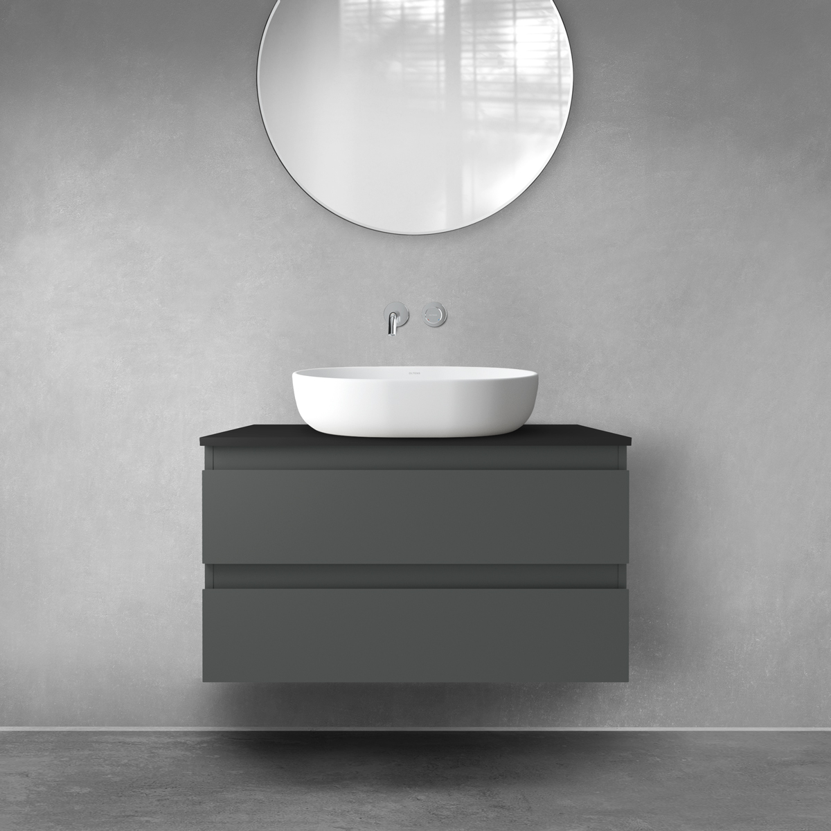 Darmowa Dostawa - Szafka z blatem 80x46.4x48.6 cm podumywalkowa wisząca czarna Oltens Vernal 68119400