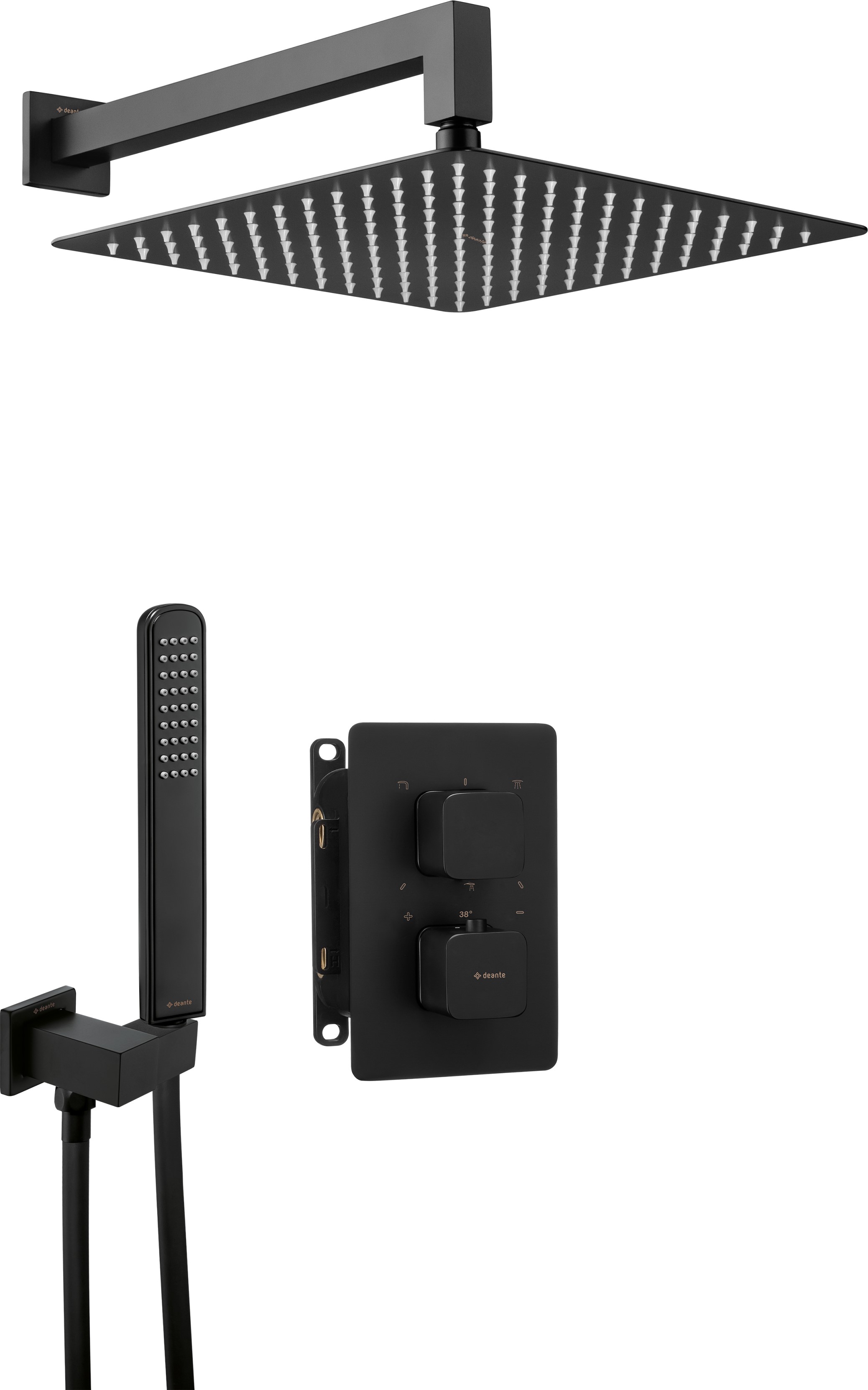 Darmowa Dostawa - Zestaw prysznicowy podtynkowy termostatyczny z deszczownicą czarny Deante Box BXYZNECT