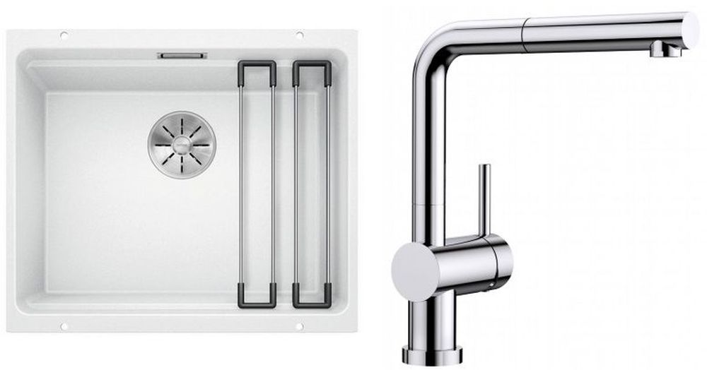 Darmowa Dostawa - Zlewozmywak z baterią biały/chrom Blanco Etagon 500-U abset8588