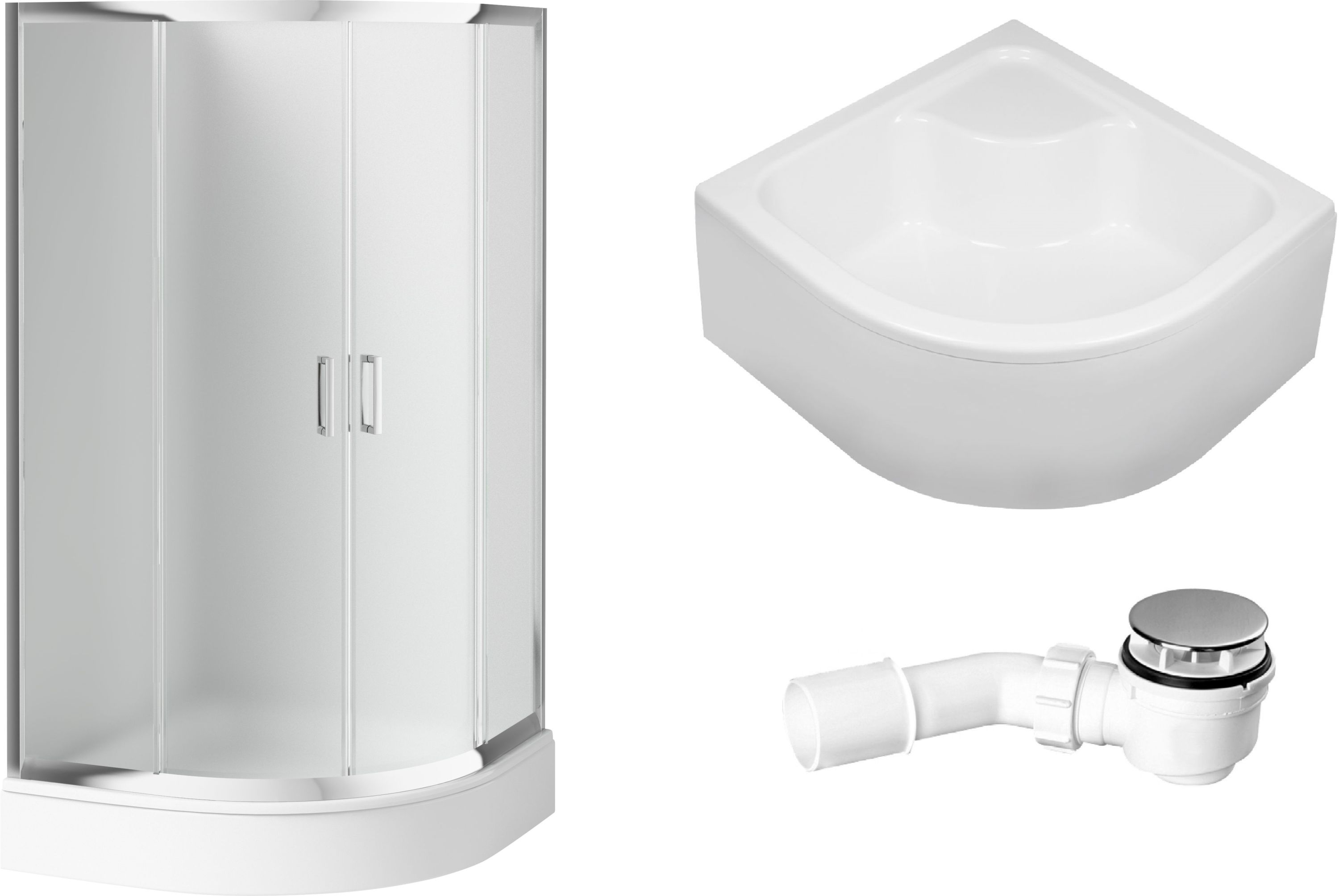 Darmowa Dostawa - Kabina z brodzikiem 90x90 cm półokrągła chrom połysk/szkło matowe Deante Funkia abset1832