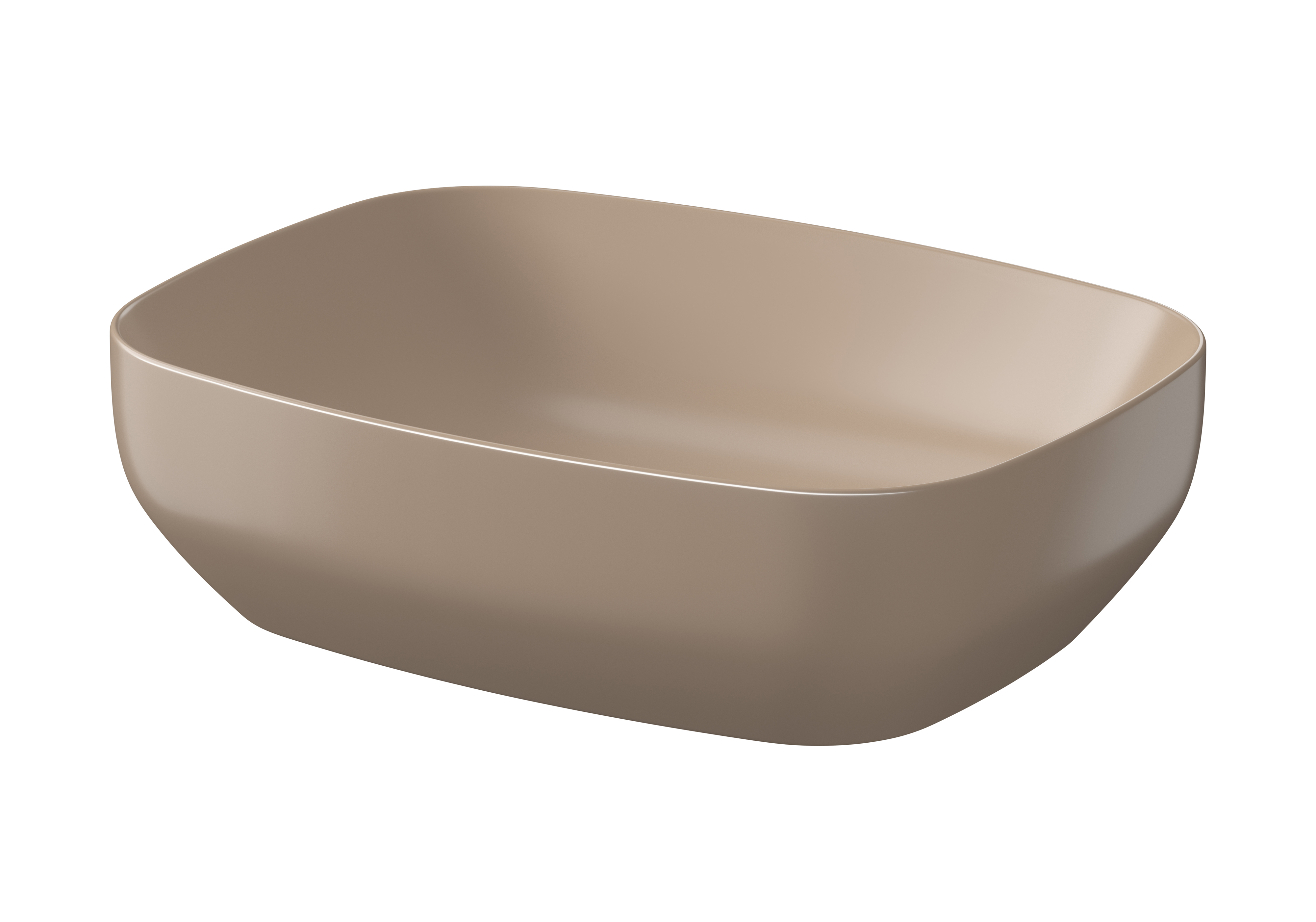 Darmowa Dostawa - Umywalka 50x38.5 cm prostokątna nablatowa brąz/beż Cersanit Larga K677063