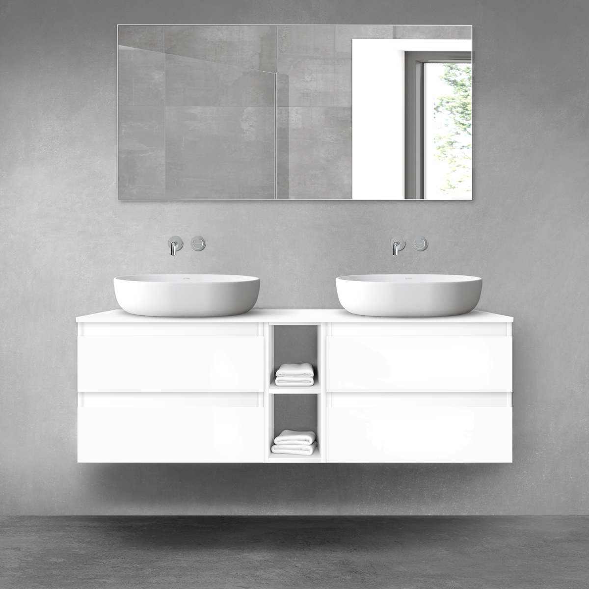 Darmowa Dostawa - Zestaw mebli łazienkowych 140x46.4x48.6 cm podumywalkowa wisząca biała Oltens Vernal 68625000