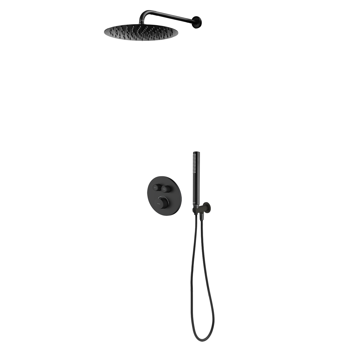 Darmowa Dostawa - Zestaw prysznicowy podtynkowy termostatyczny z deszczownicą czarny mat Oltens Onega 36617300