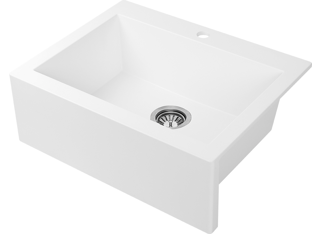 Darmowa Dostawa - Zlewozmywak granitowy 63.5x49 cm biały Laveo Komodo SBK610T