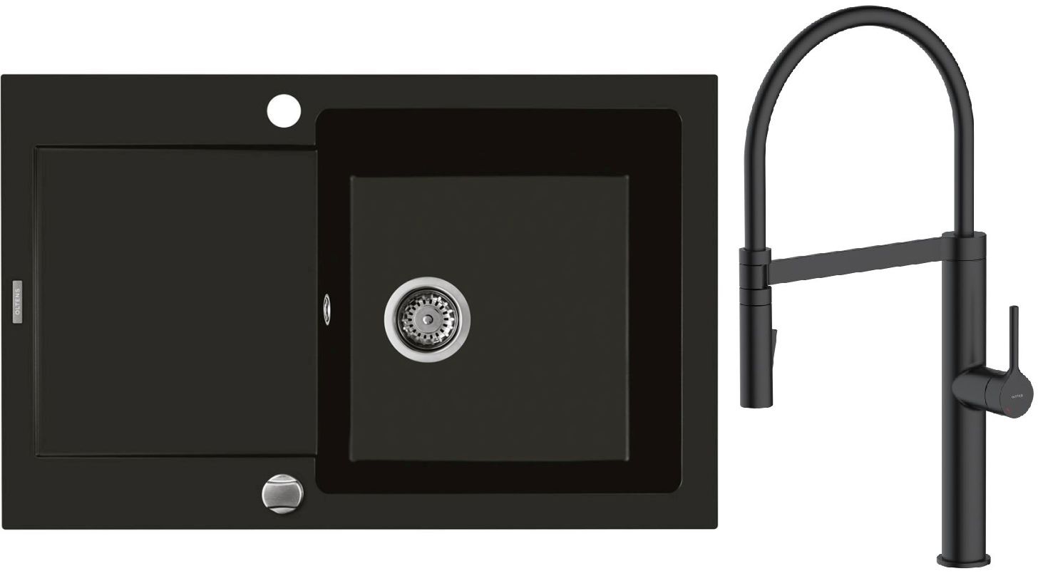 Darmowa Dostawa - Zlewozmywak z baterią czarny / czarna Oltens Gravan abset4456