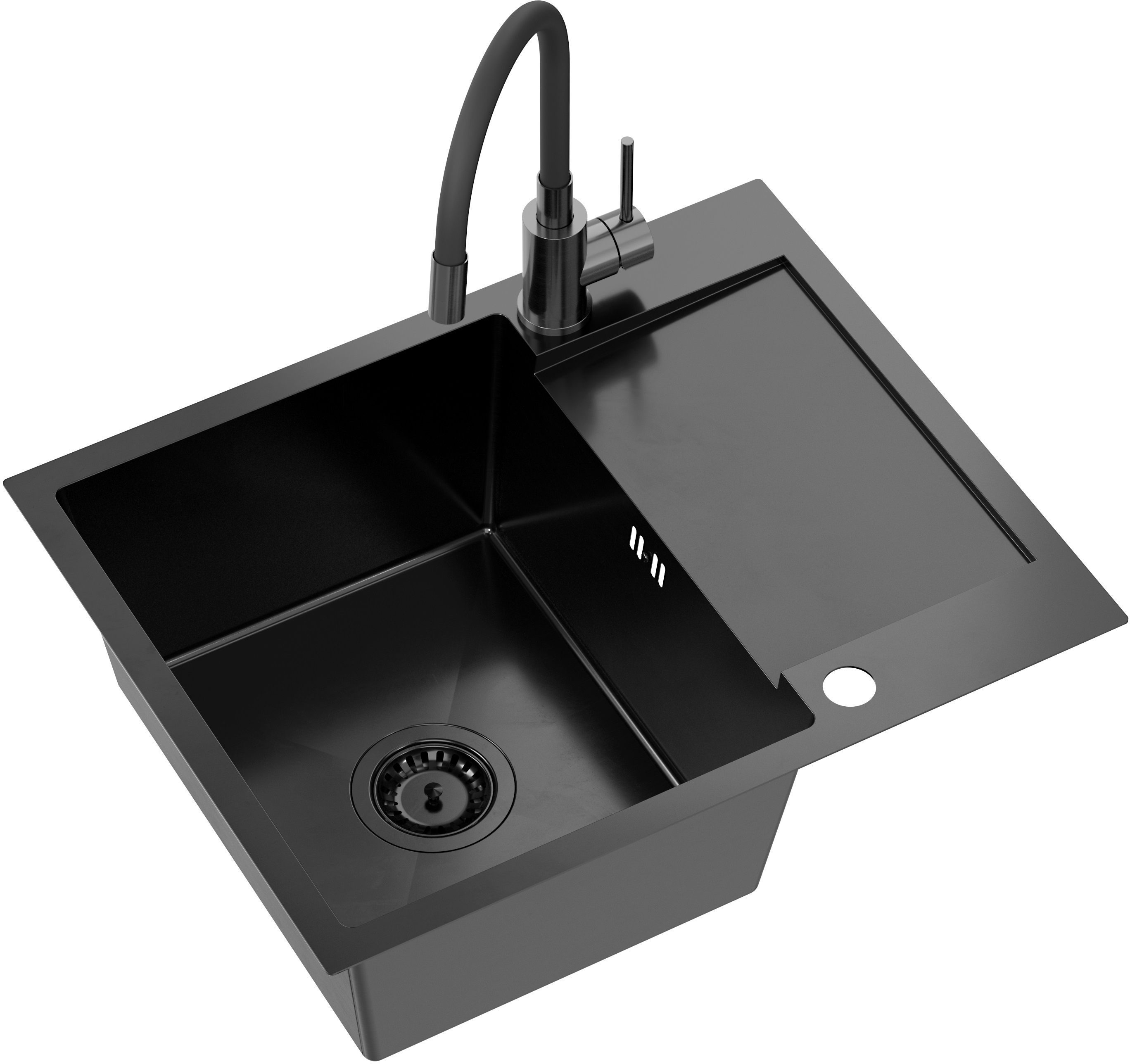 Darmowa Dostawa - Zlewozmywak z baterią antracyt / antracyt Quadron Luke ZH6048PVDBLM3323503PVDBLM