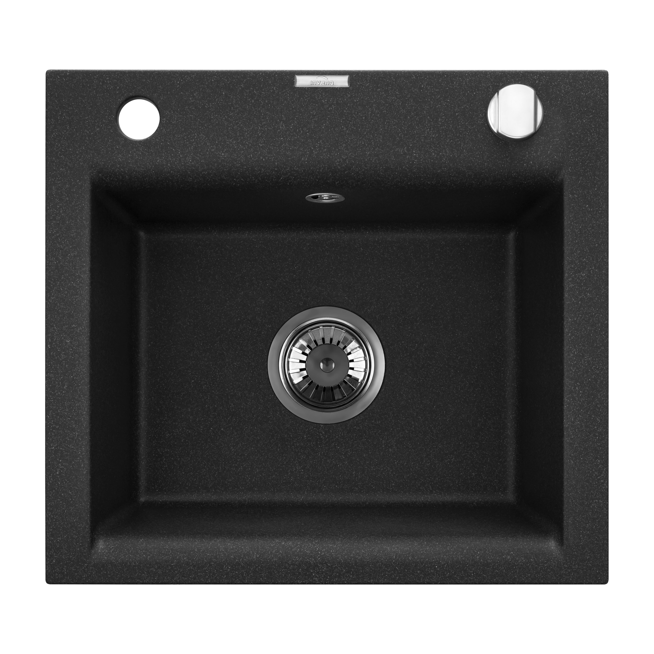 Darmowa Dostawa - Zlewozmywak granitowy 48x44 cm czarny Invena Tesalia AZ01041