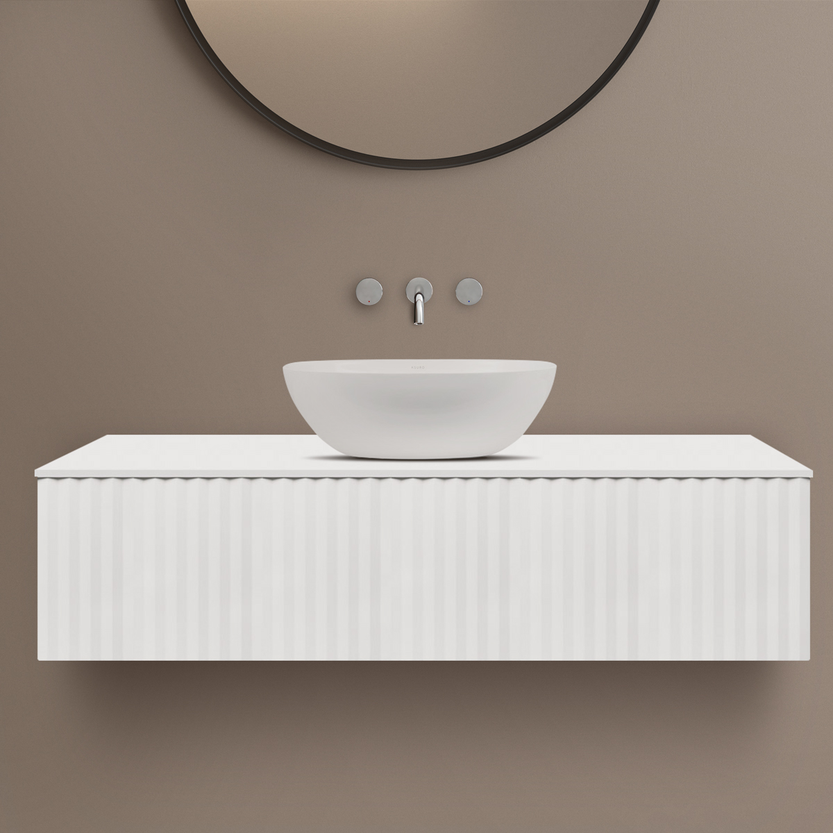 Darmowa Dostawa - Szafka z blatem 120.3x46.9x31.2 cm podumywalkowa wisząca biała Ksuro 02 58004000