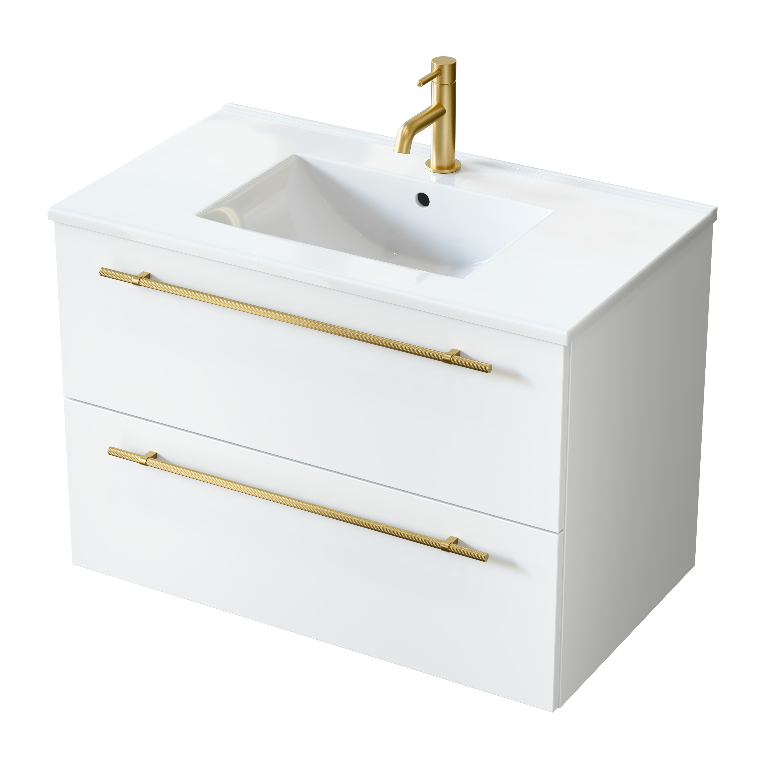 Darmowa Dostawa - Umywalka z szafką i uchwytami 80.5 cm białą Uptrend Nava 004SU8002UP4530800