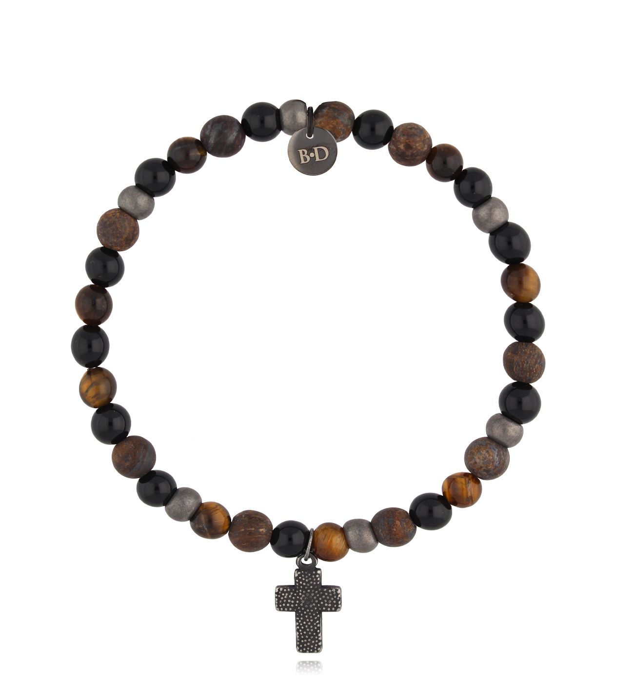 Bransoletka męska brązowa z krzyżykiem Aalto 16 - By Dziubeka