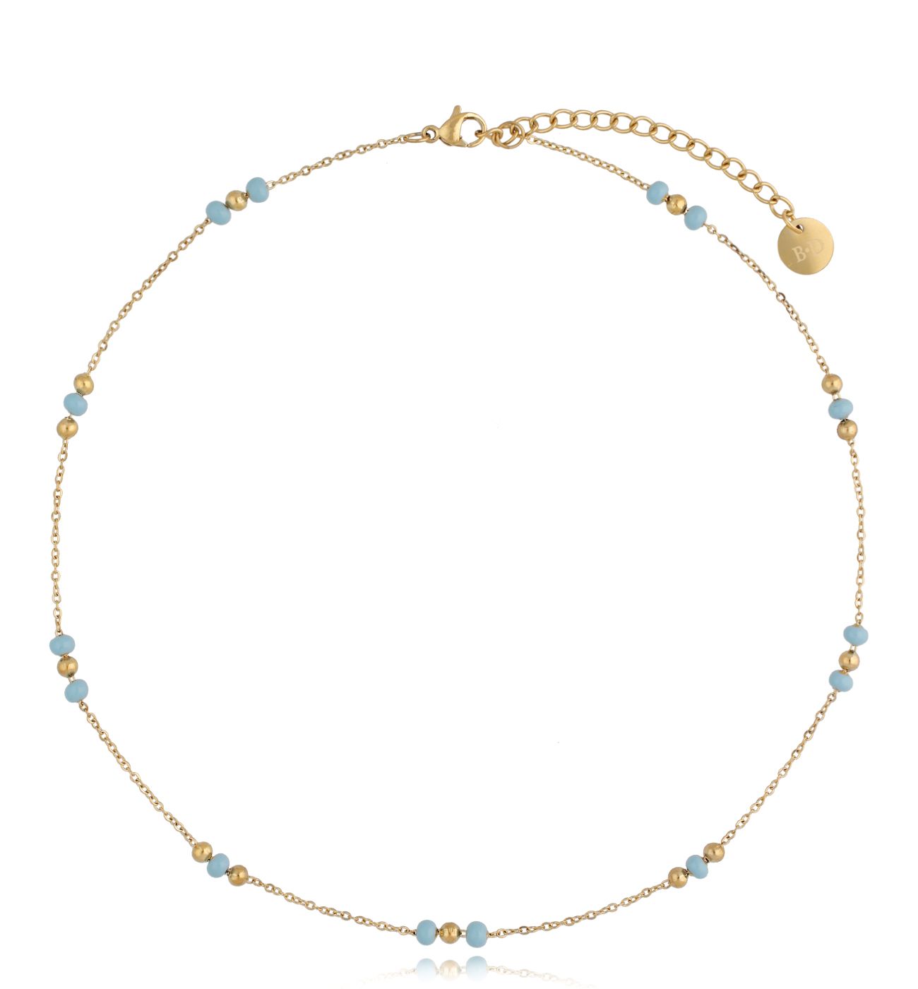 Naszyjnik z niebieskimi kuleczkami emaliowanymi Enamel Balls - By Dziubeka