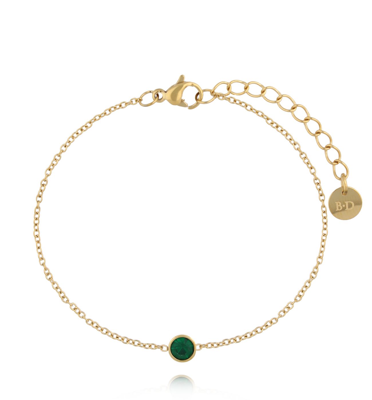 Bransoletka z zielonym oczkiem złota - By Dziubeka