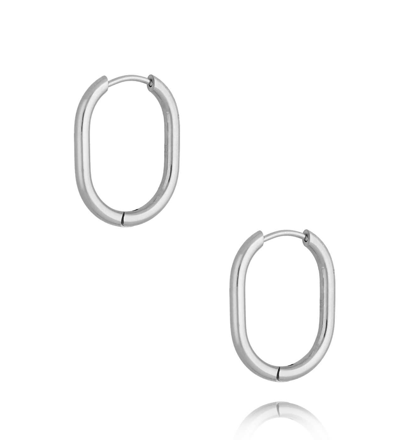 Kolczyki srebrne owalne duże Tamala - By Dziubeka