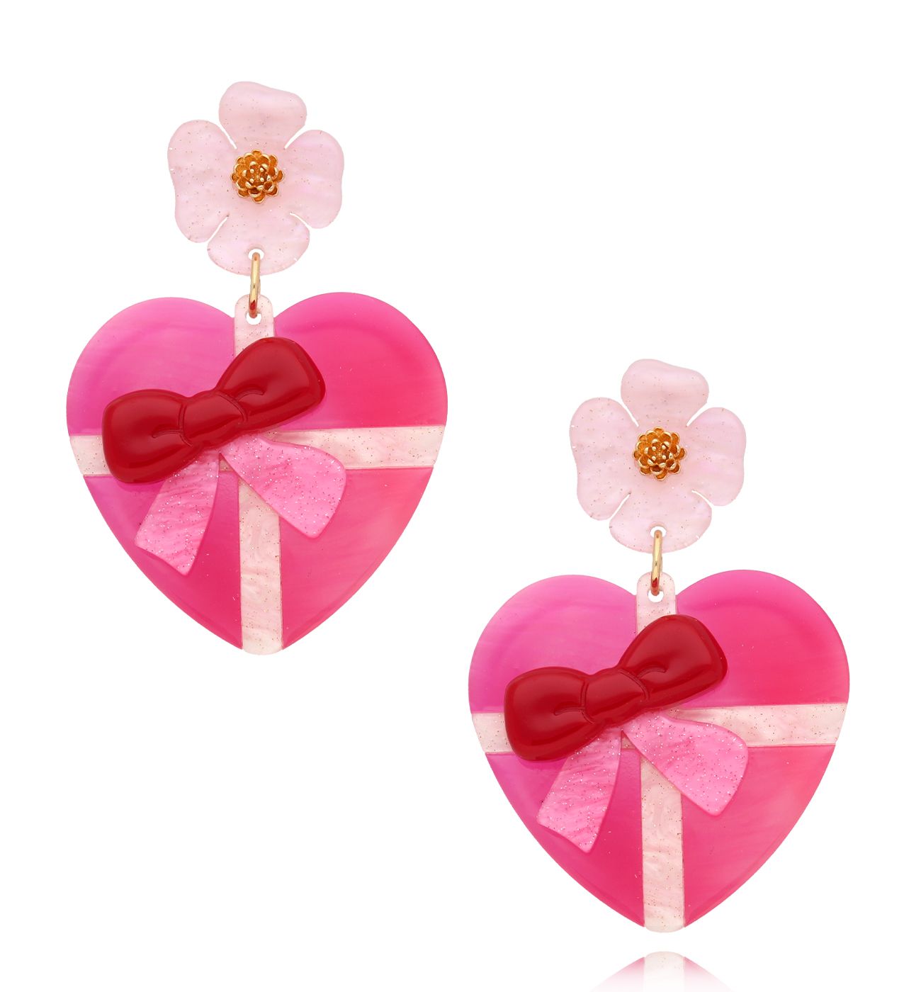 Kolczyki różowe z sercami Always Love KZA0249 - By Dziubeka