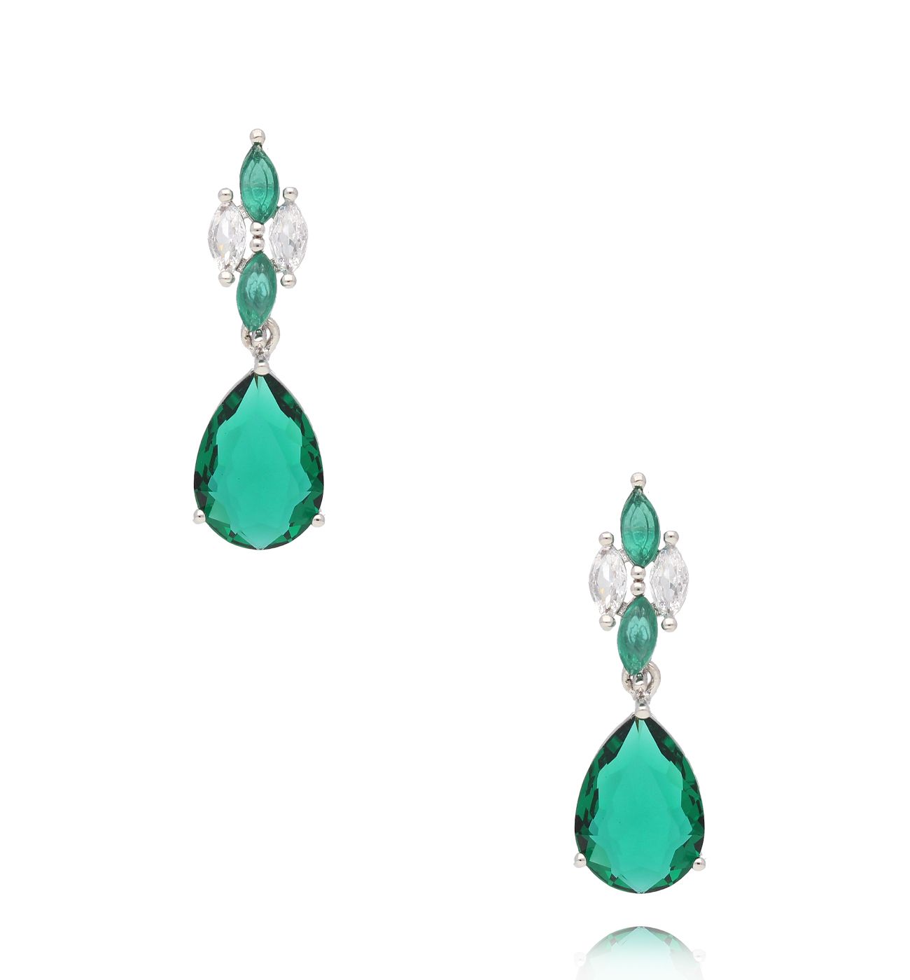 Kolczyki srebrne z zielonymi kryształkami Allen KSS1658