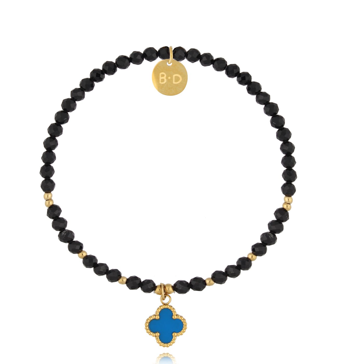 Bransoletka z turmalinami i niebieską koniczynką - By Dziubeka