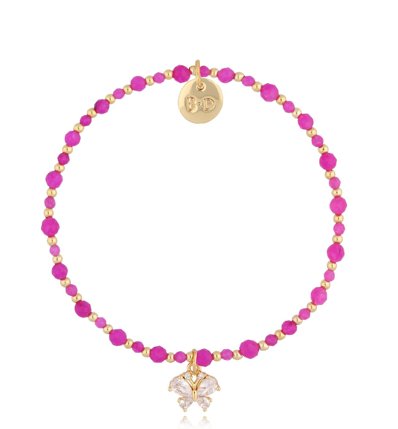 Bransoletka fuksjowa z motylkiem Ada BTW1947