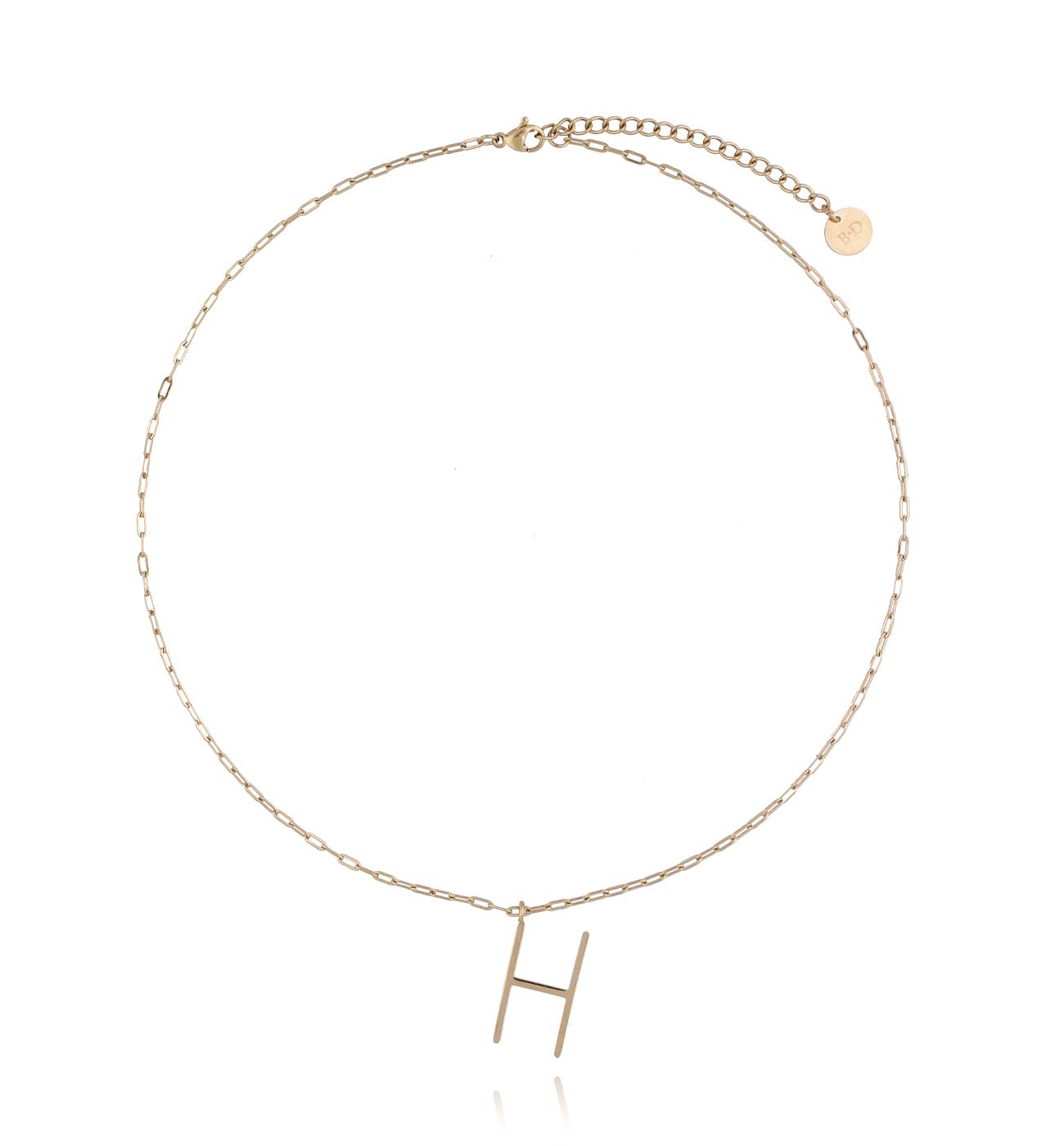 Naszyjnik ze stali szlachetnej złoty literka H mała NAT0164