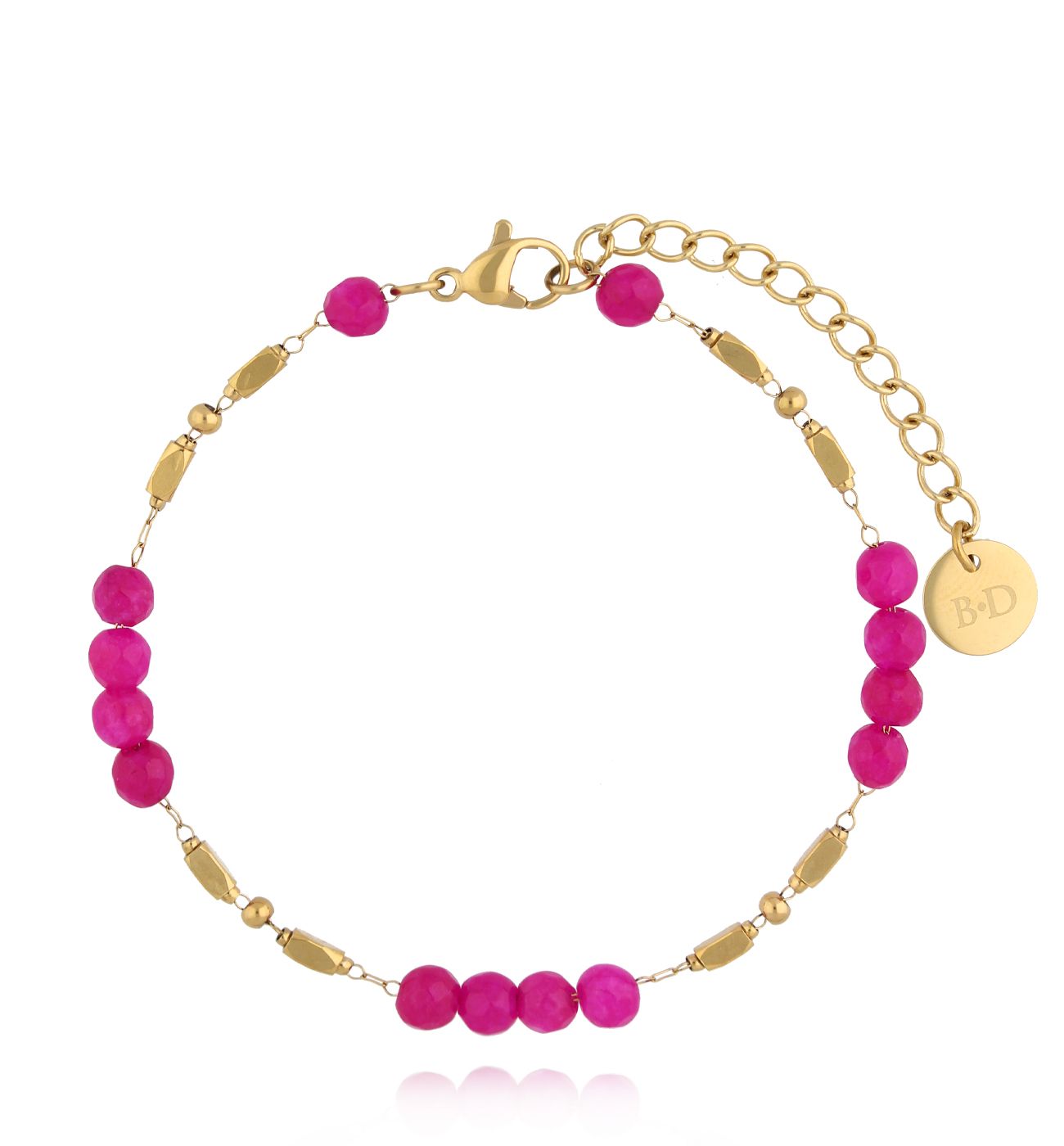 Bransoletka fuksjowa z jadeitami BSC2116