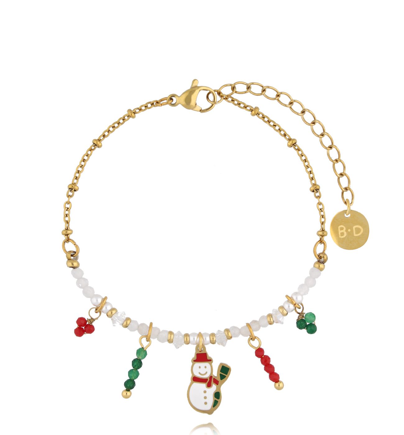 Bransoletka świąteczna z bałwanem i łańcuszkiem - By Dziubeka
