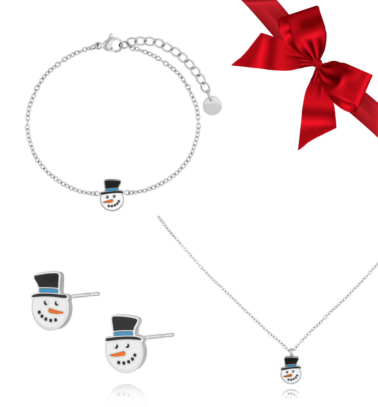 Zestaw Świąteczny z bałwanem srebrny ZS0001 - By Dziubeka