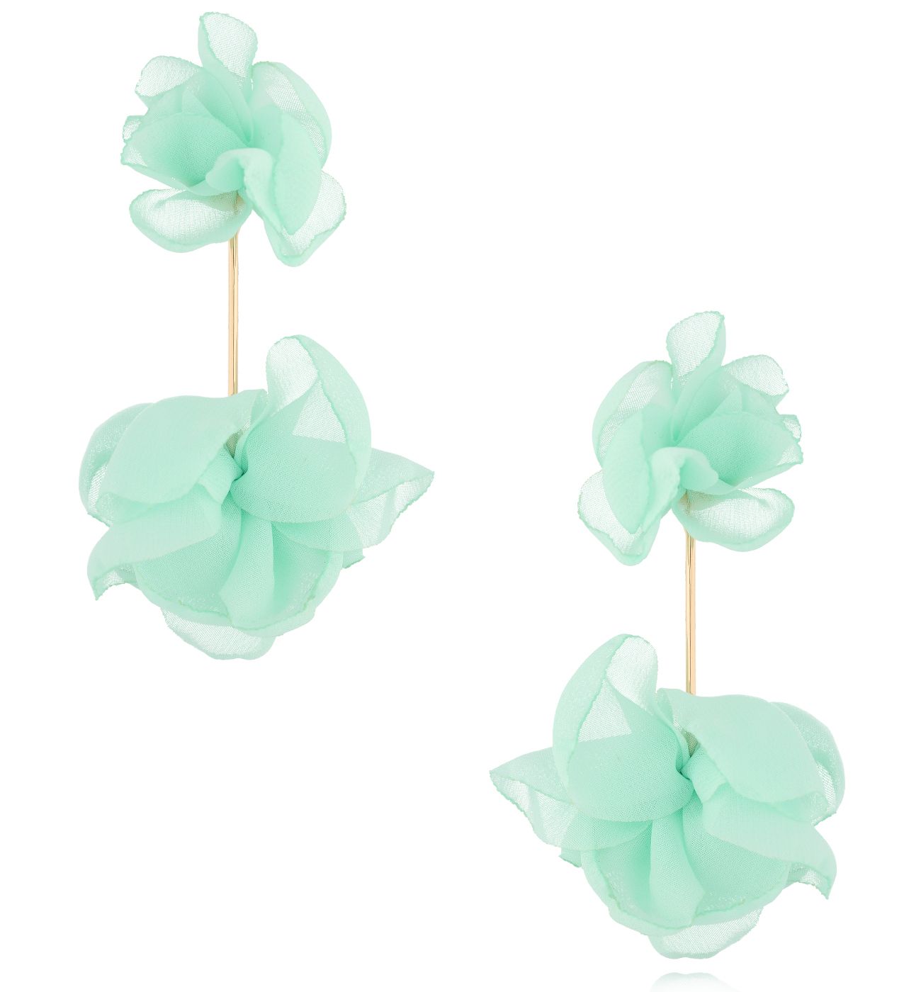 Kolczyki miętowe długie materiałowe KBL2000