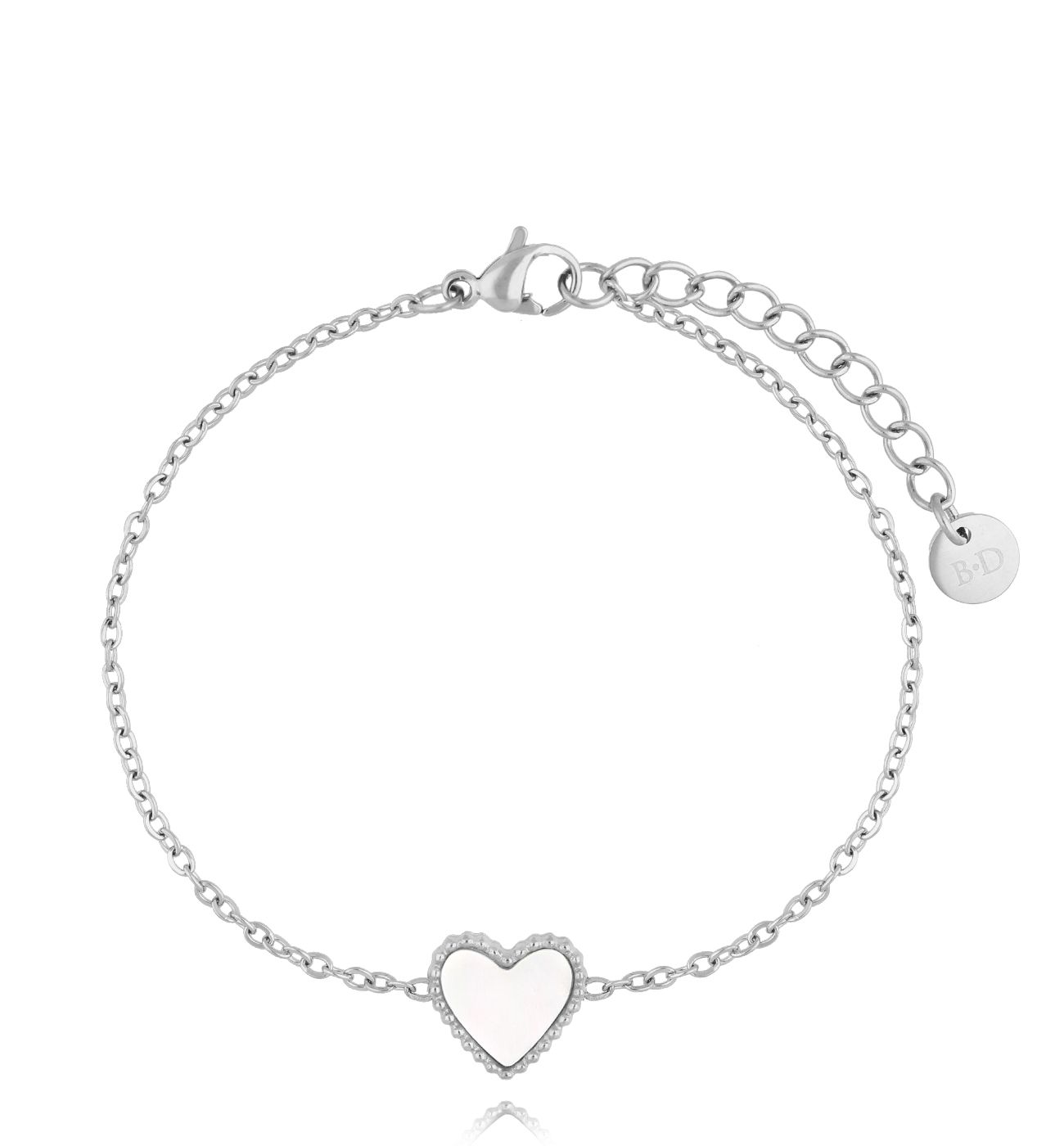 Bransoletka z sercem z masy perłowej srebrna Eternal Love BSA0676