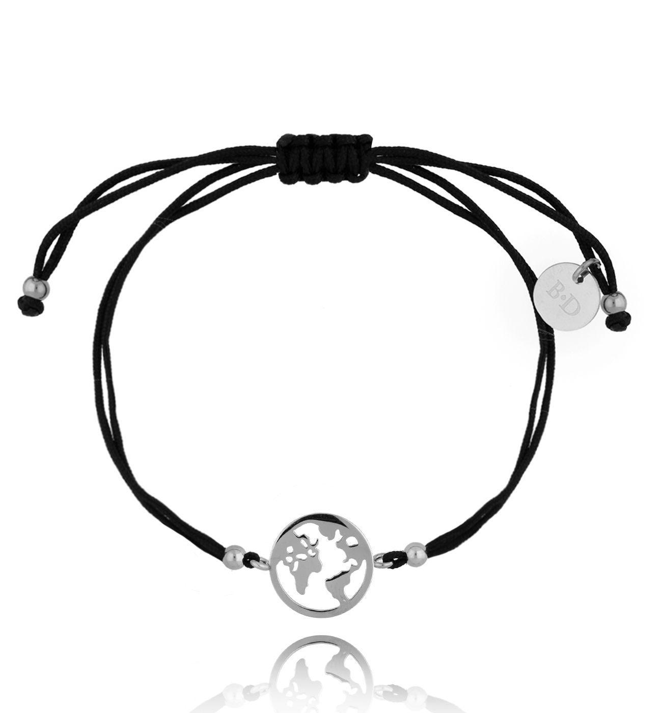 Bransoletka czarno-srebrna z Ziemią Voyager BGL0555