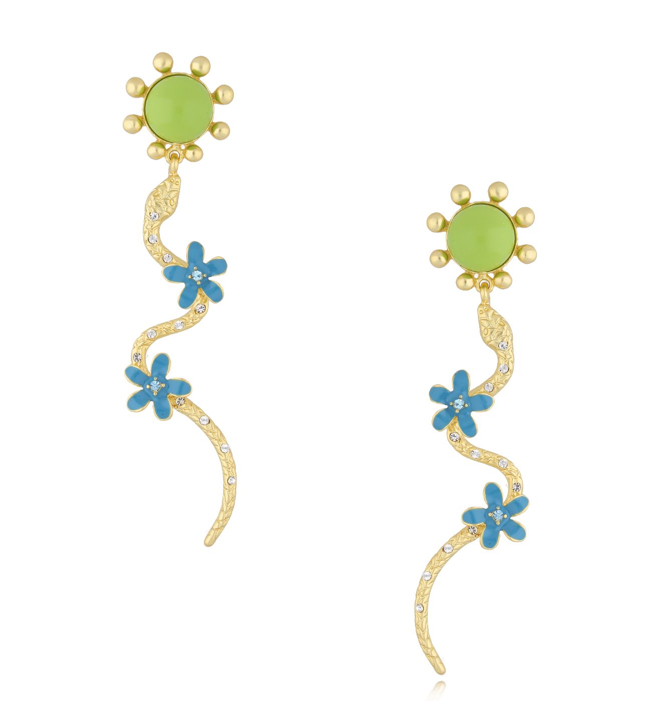 Kolczyki z kwiatkami i wężem Maslaxo KJO0042 - By Dziubeka