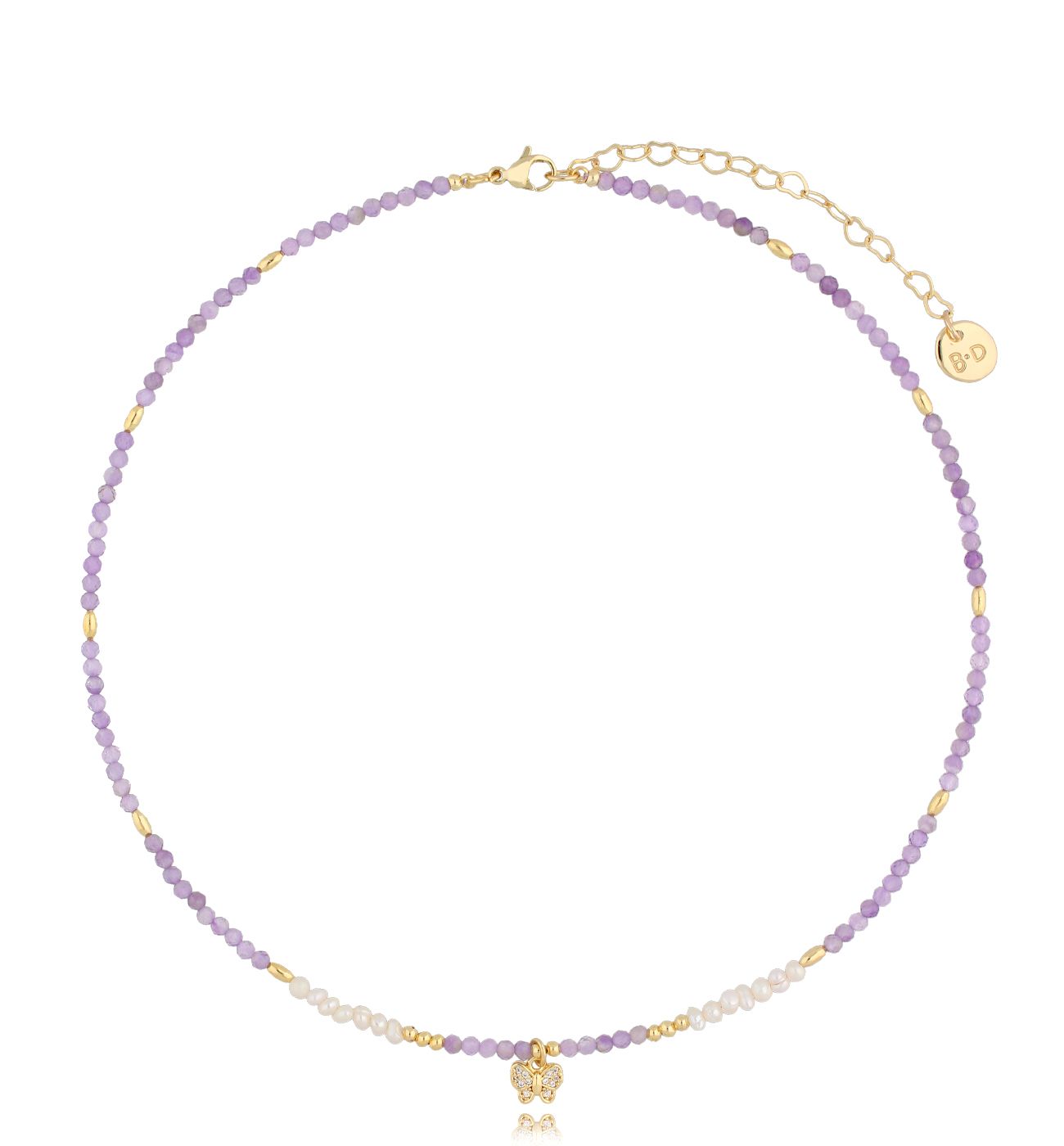 Naszyjnik fioletowy z motylkiem Cencia - By Dziubeka