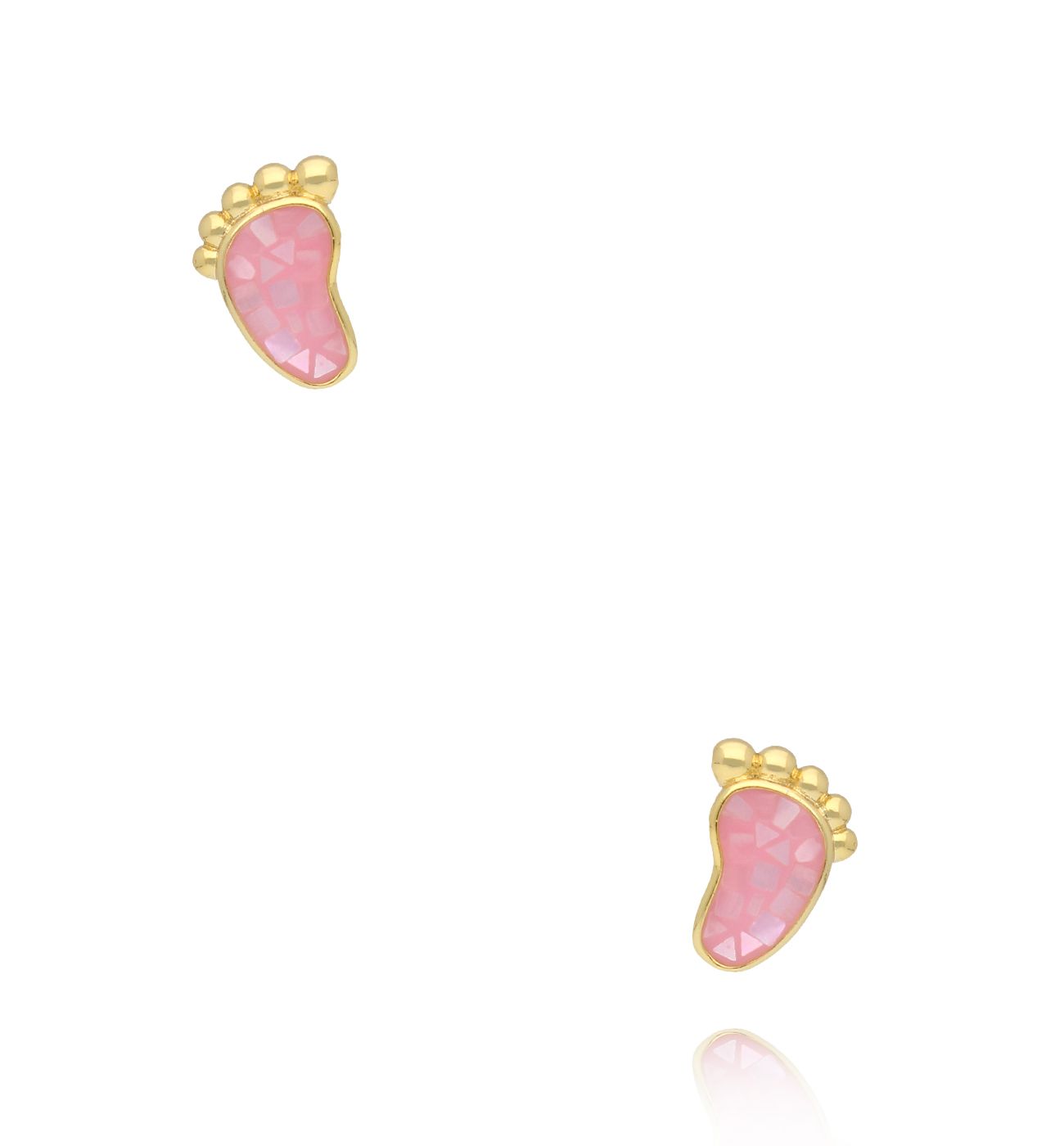 Kolczyki w kształcie stópki z różową masą perłową KSS2072